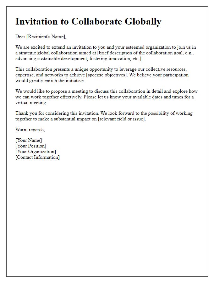 Letter template of strategic global collaboration invitation