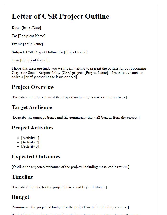 Letter template of CSR project outline