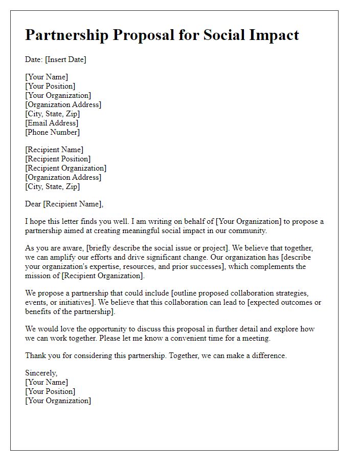 Letter template of partnership for social impact proposal