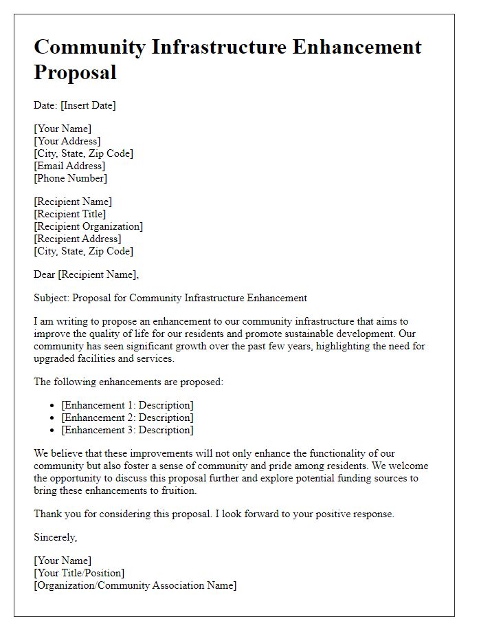 Letter template of community infrastructure enhancement proposal