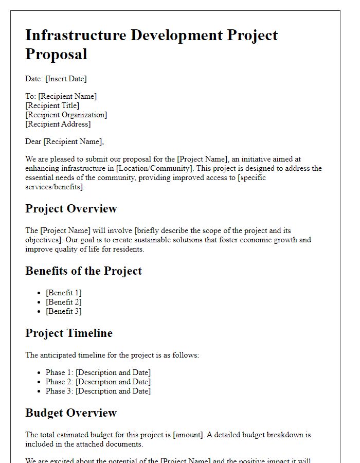 Letter template of infrastructure development project proposal