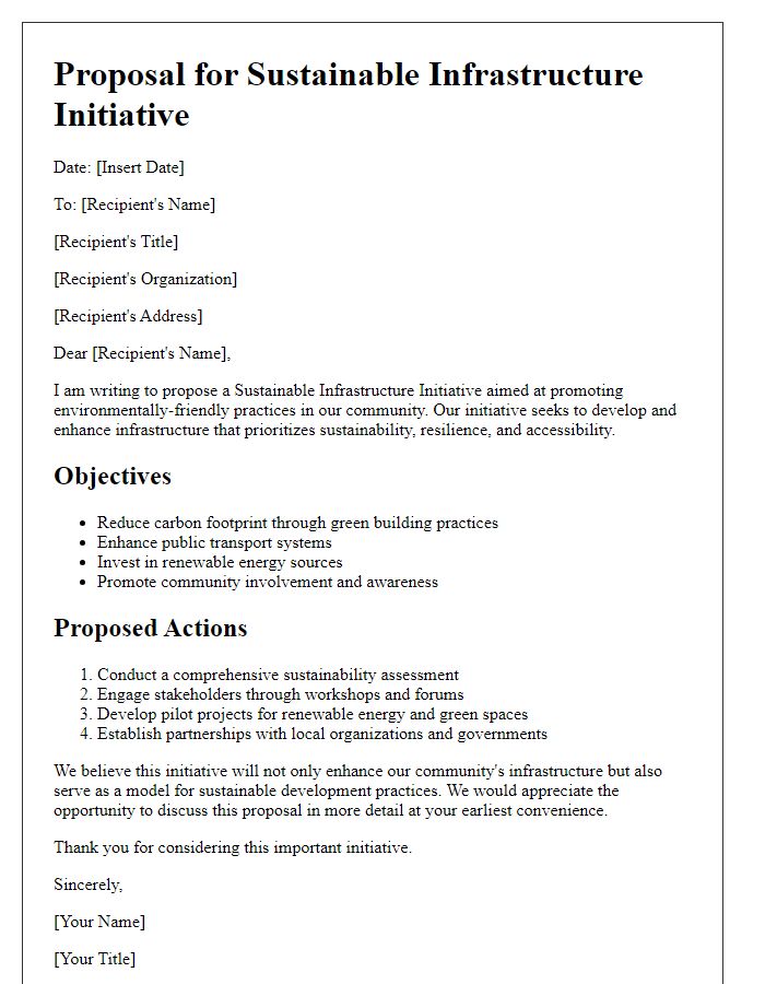 Letter template of sustainable infrastructure initiative proposal