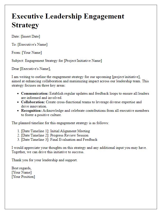 Letter template of executive leadership engagement strategy