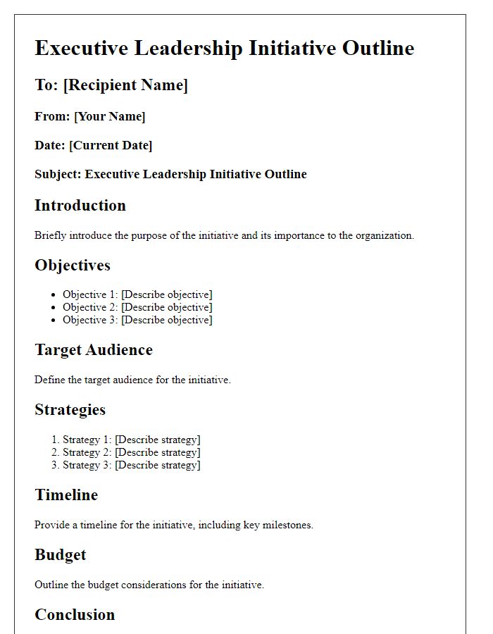 Letter template of executive leadership initiative outline