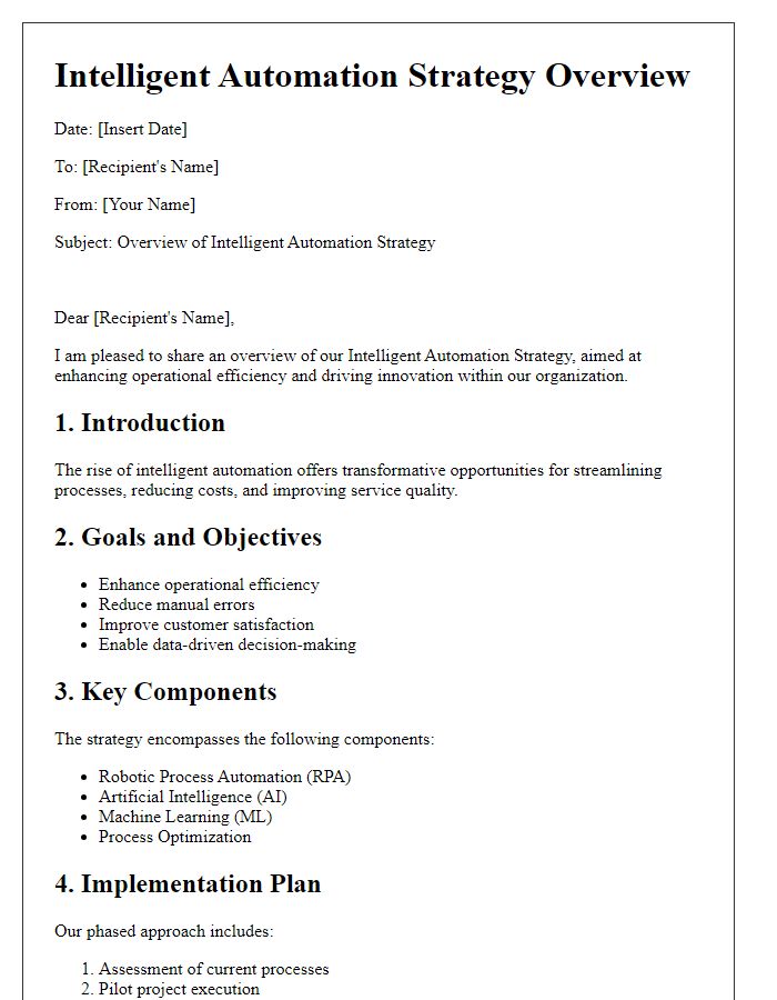 Letter template of intelligent automation strategy overview