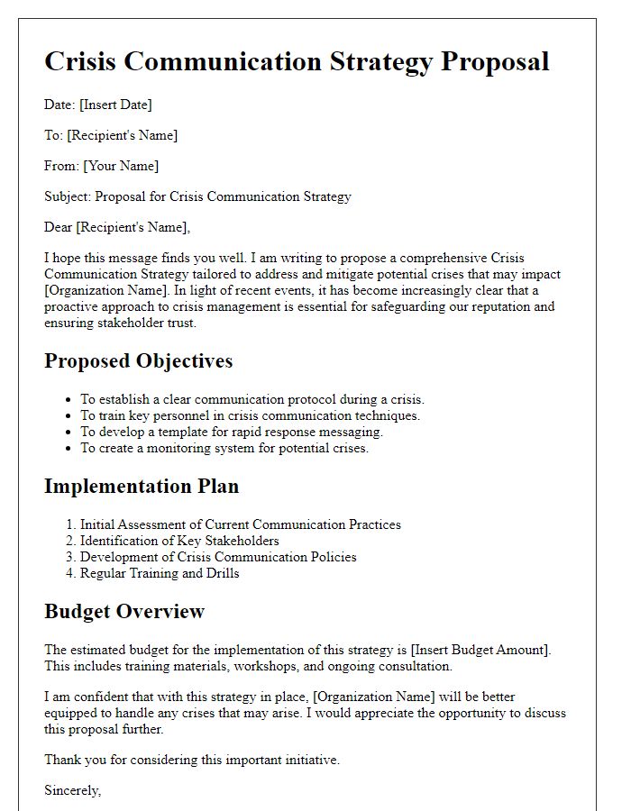 Letter template of crisis communication strategy proposal