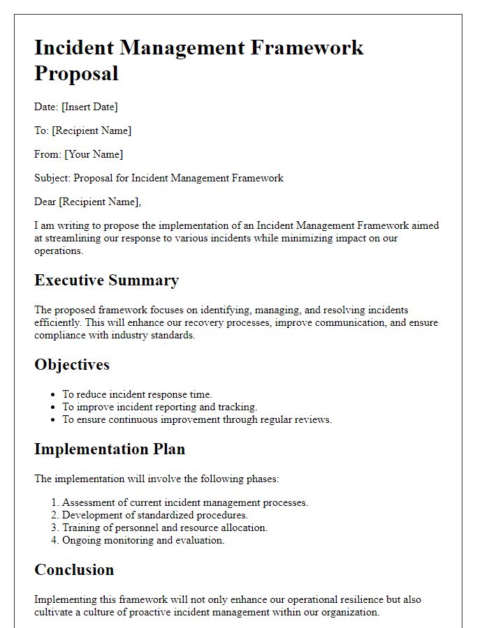 Letter template of incident management framework proposal