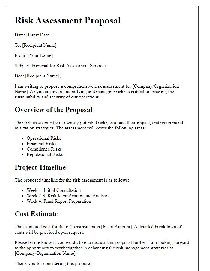 Letter template of risk assessment proposal