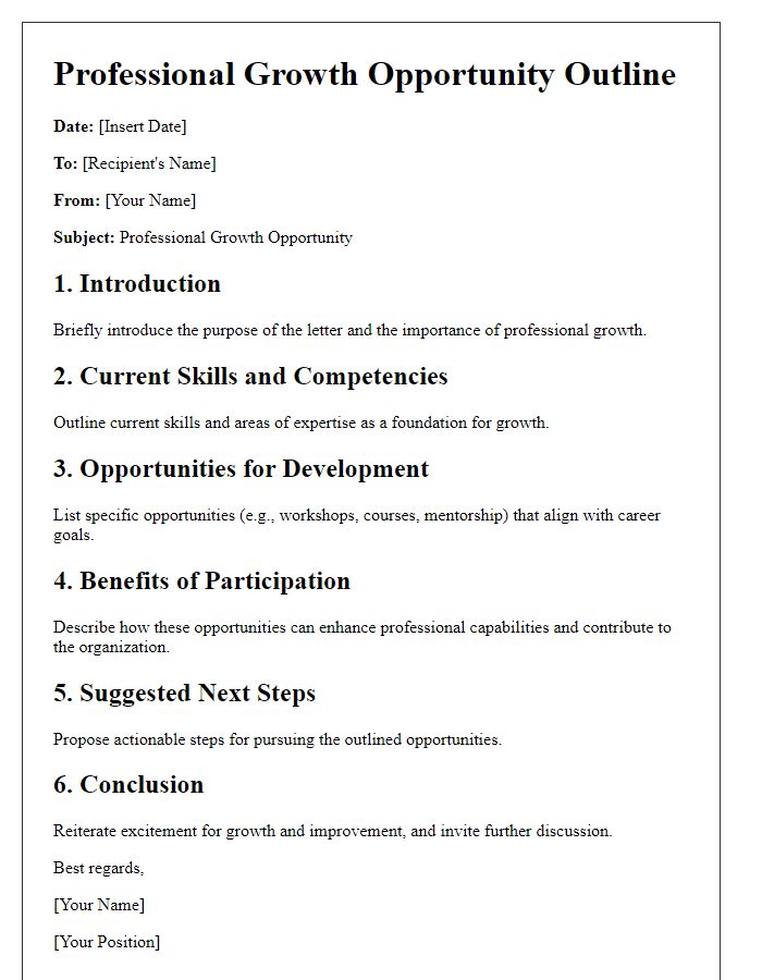 Letter template of professional growth opportunity outline