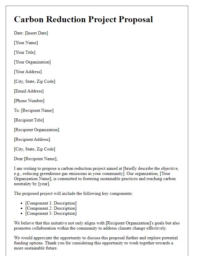 Letter template of carbon reduction project proposal