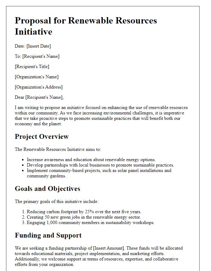 Letter template of renewable resources initiative proposal