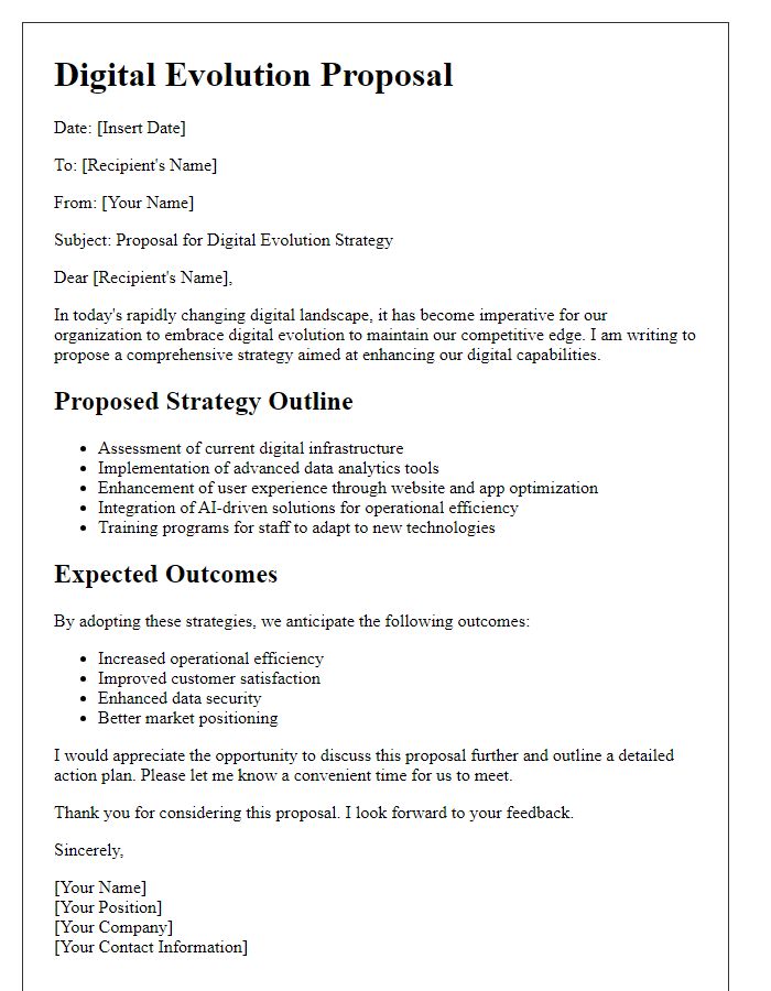 Letter template of digital evolution proposal