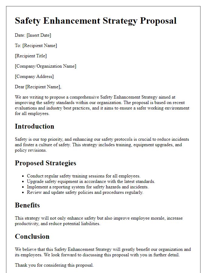 Letter template of safety enhancement strategy proposal