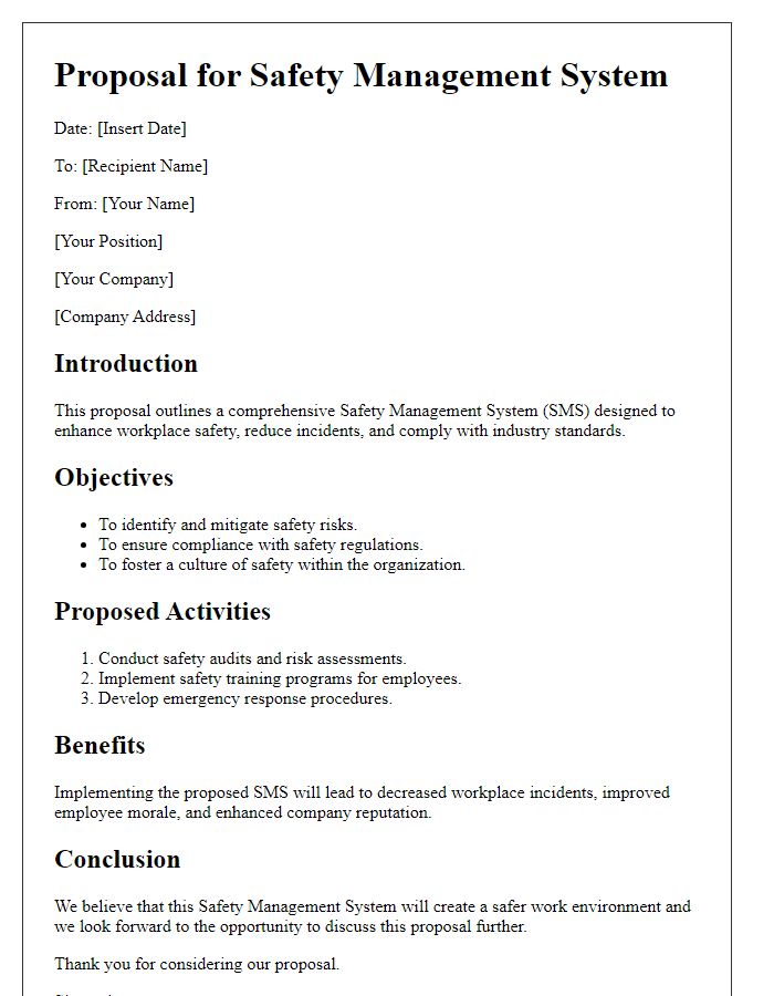 Letter template of safety management system proposal