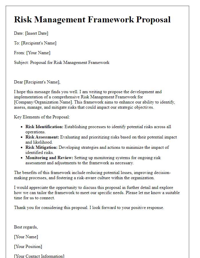 Letter template of risk management framework proposal