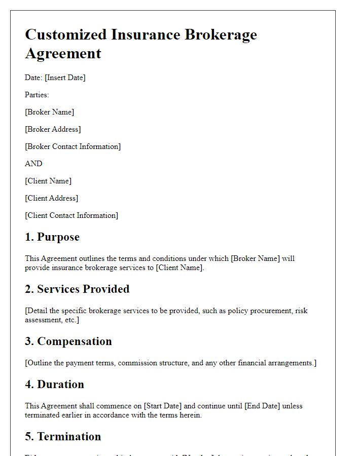 Letter template of customized insurance brokerage agreement.