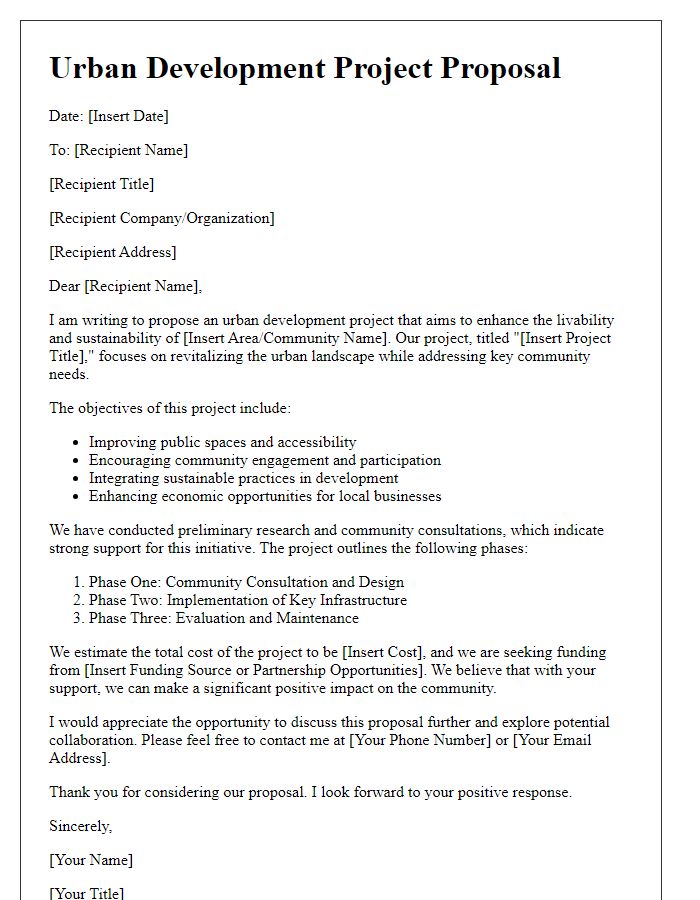 Letter template of urban development project proposal