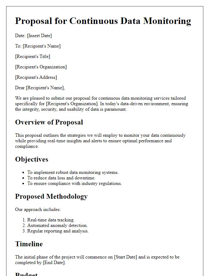 Letter template of continuous data monitoring proposal