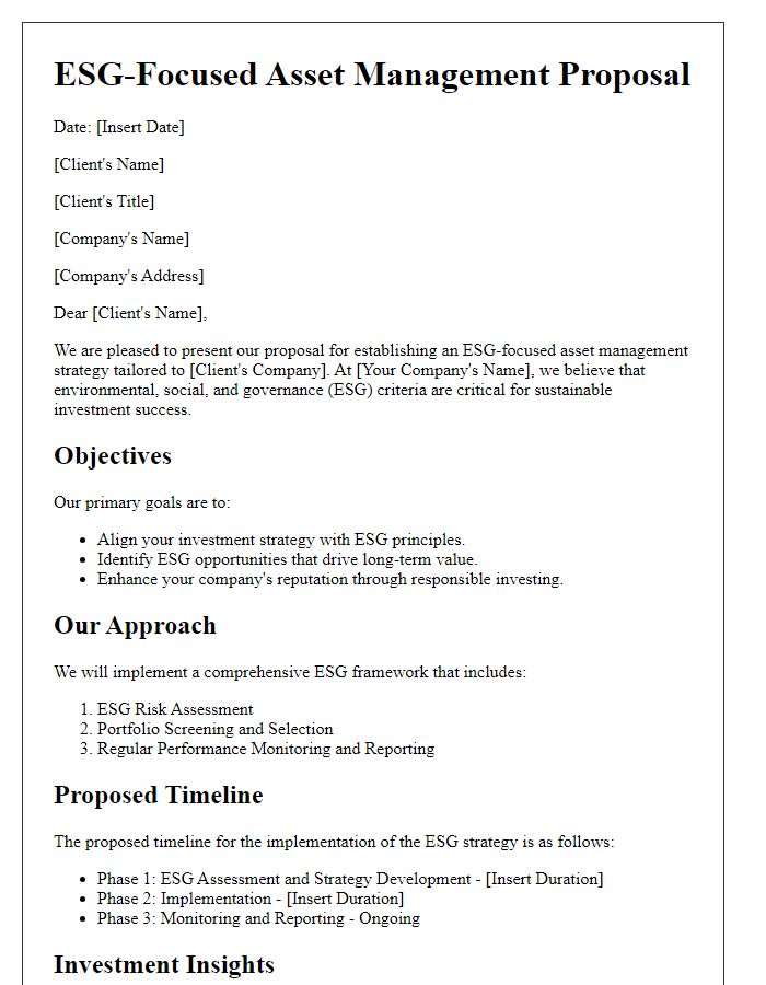 Letter template of ESG-focused asset management proposal