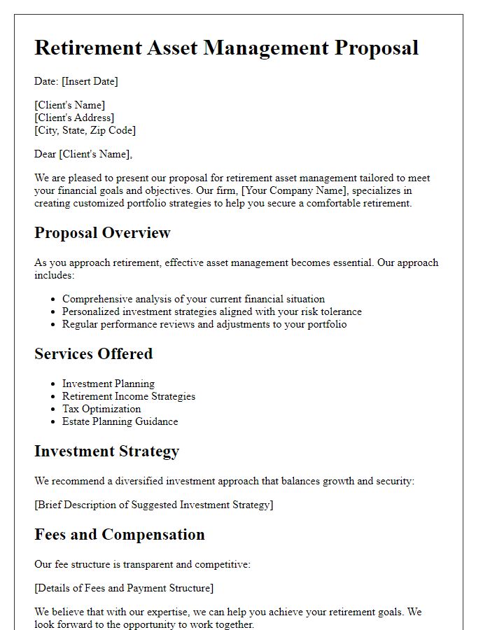 Letter template of retirement asset management proposal