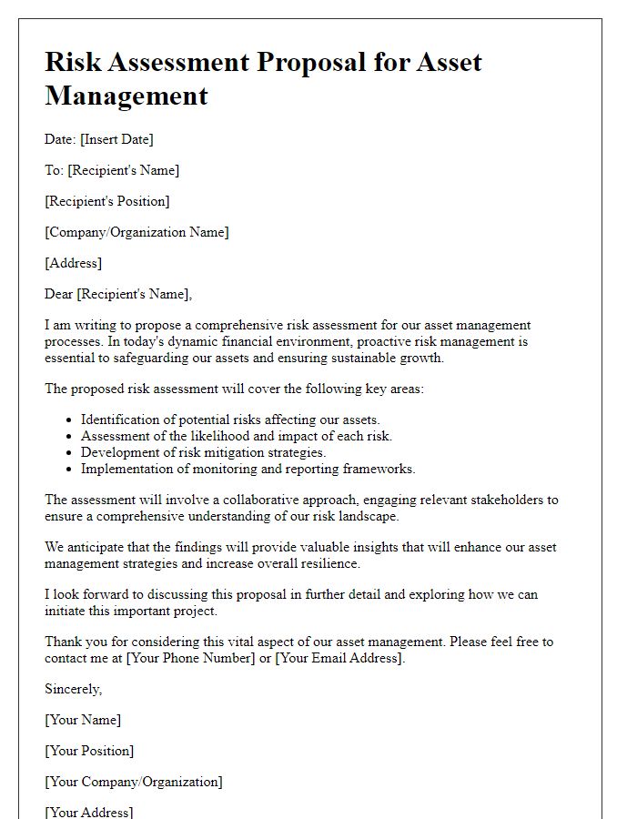 Letter template of risk assessment proposal for asset management