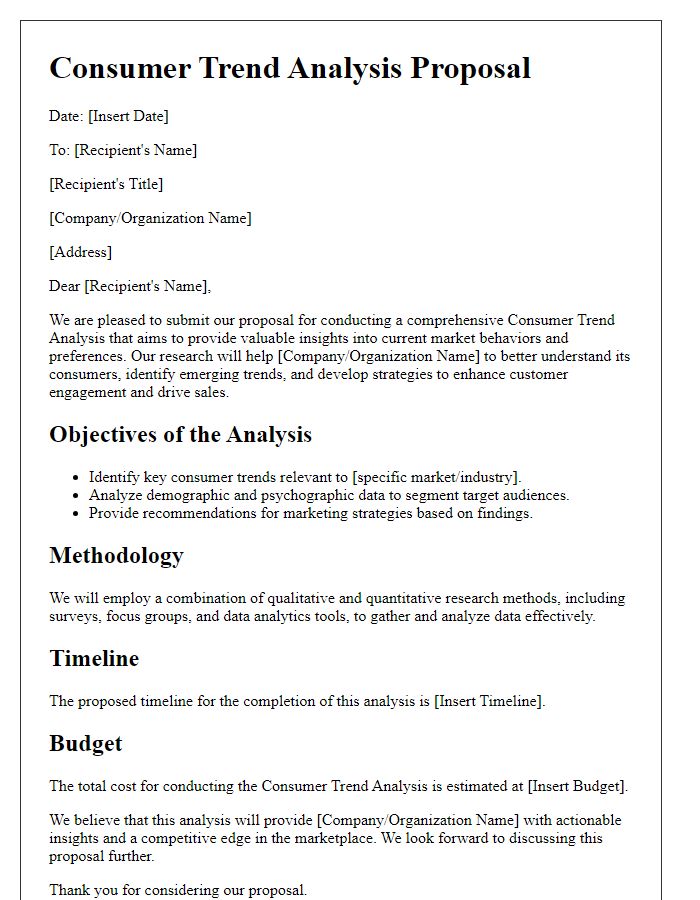 Letter template of consumer trend analysis proposal.