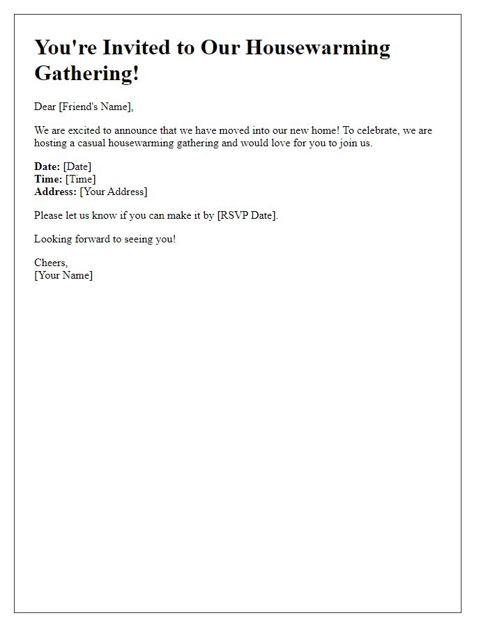 Letter template of casual housewarming gathering invitation