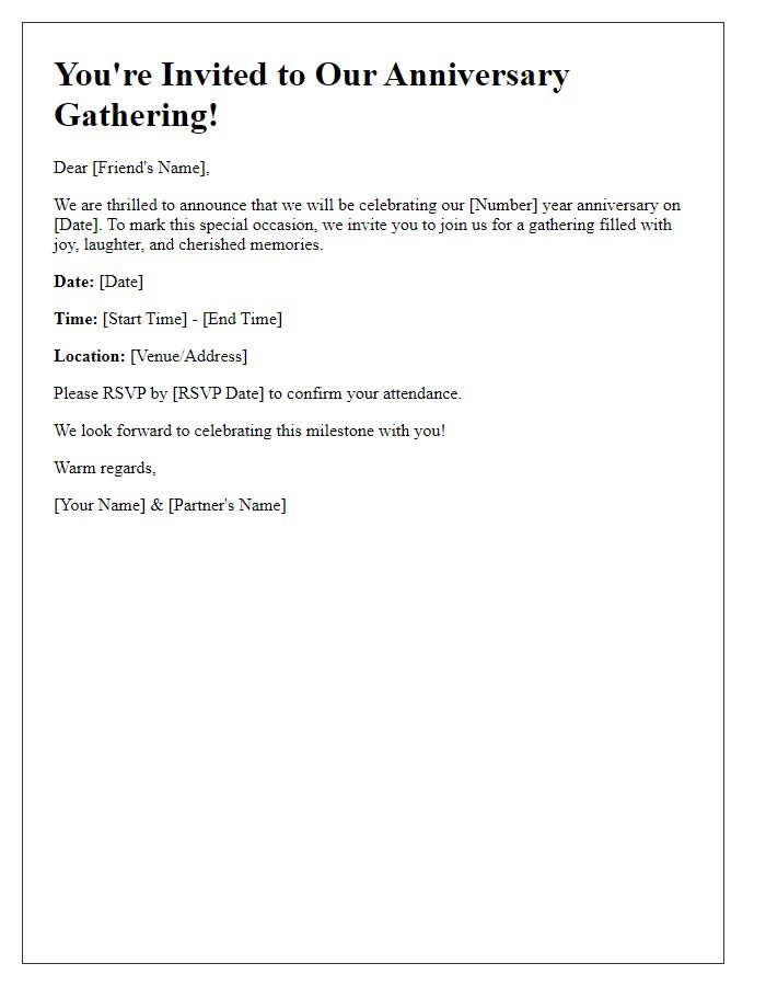 Letter template of anniversary gathering notice