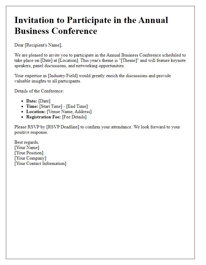 Letter template of invitation for business conference participation