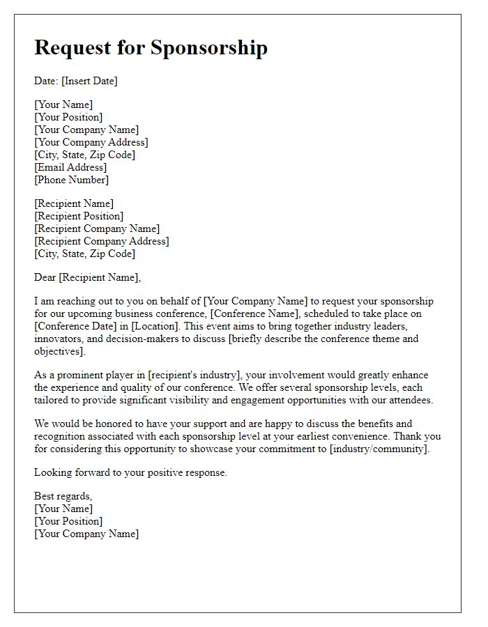 Letter template of request for business conference sponsorship