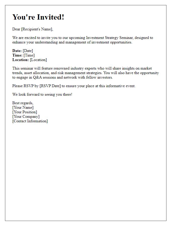 Letter template of Attend Our Investment Strategy Seminar