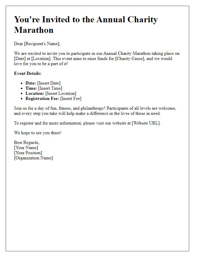 Letter template of charity marathon race invitation