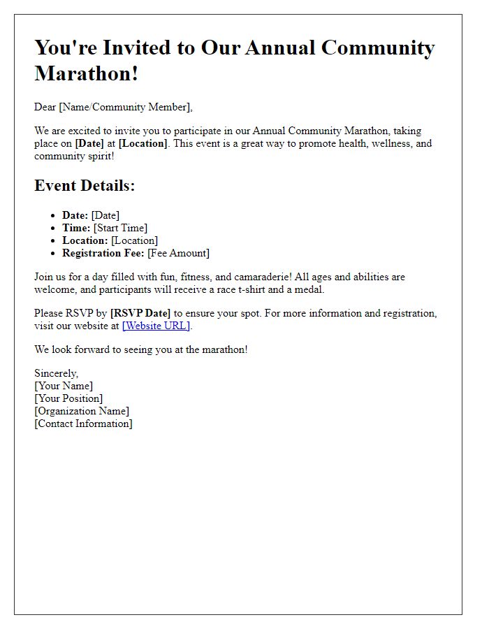 Letter template of community marathon event invitation