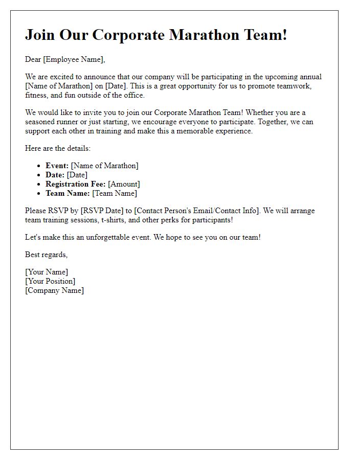 Letter template of corporate marathon team invite