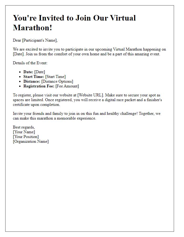 Letter template of virtual marathon participation invite