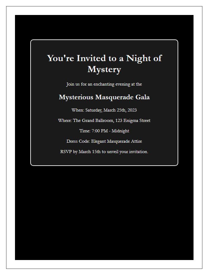 Letter template of mysterious masquerade gala invite