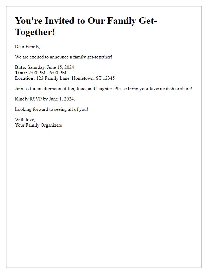 Letter template of family get-together announcement