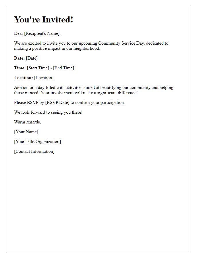 Letter template of invitation for community service day participation