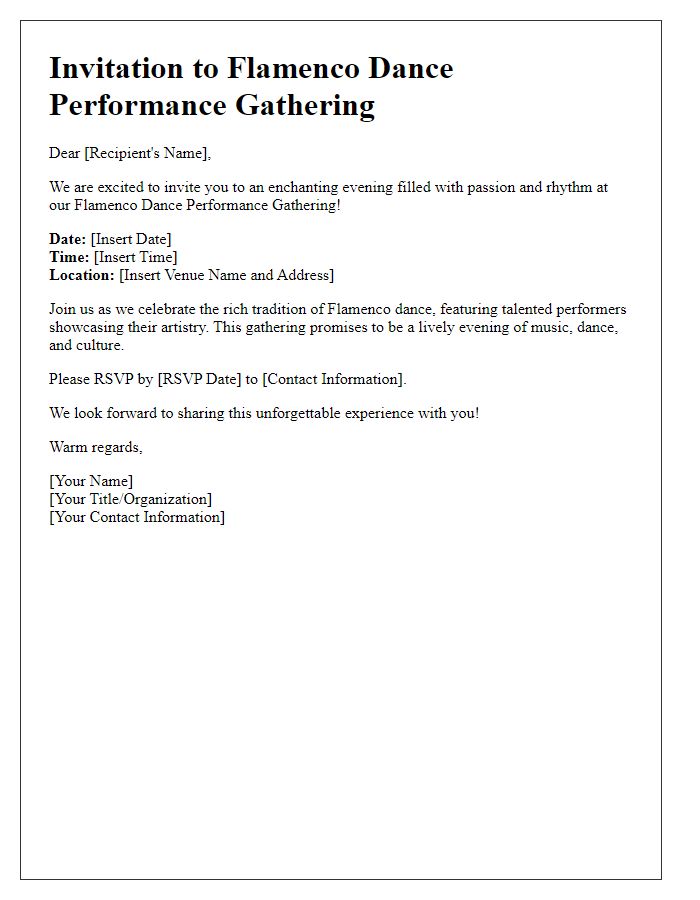 Letter template of Flamenco Dance Performance Gathering