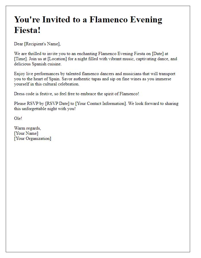 Letter template of Flamenco Evening Fiesta