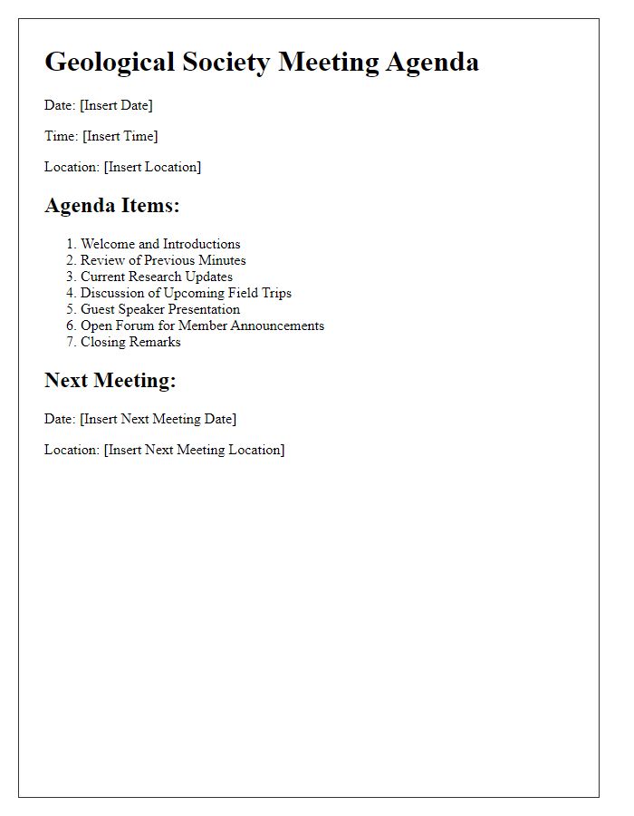 Letter template of agenda for geological society meeting