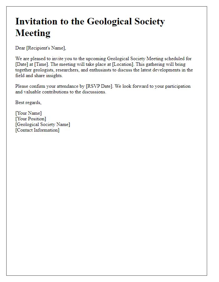 Letter template of invitation for geological society meeting