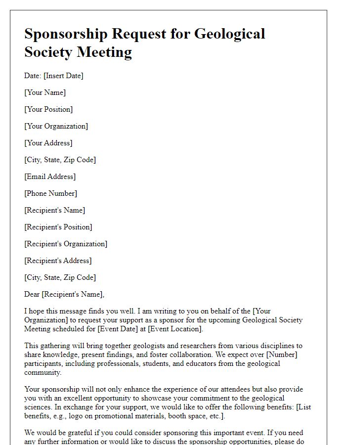 Letter template of sponsorship request for geological society meeting