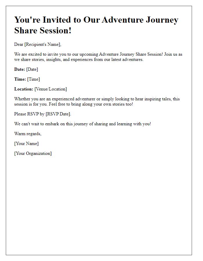 Letter template of Adventure Journey Share Session