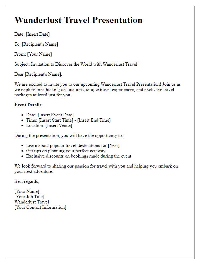 Letter template of Wanderlust Travel Presentation