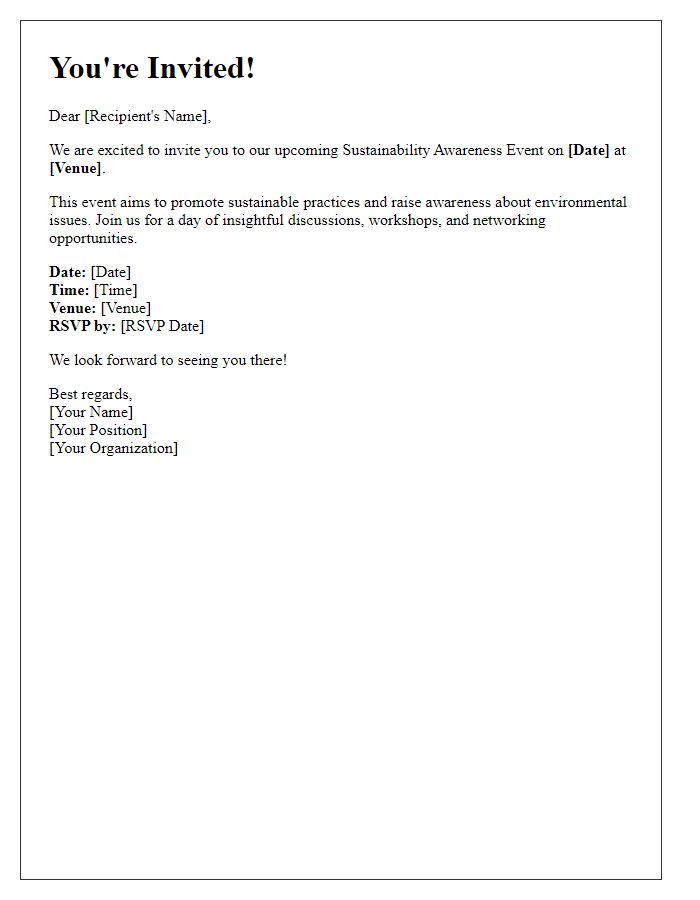 Letter template of invitation for sustainability awareness event