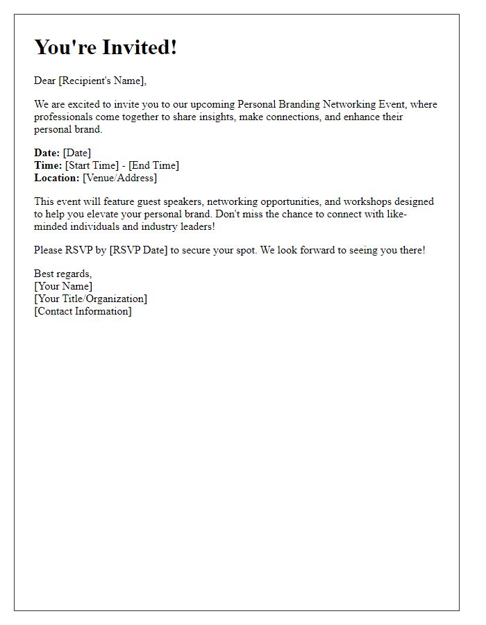 Letter template of personal branding networking event invite