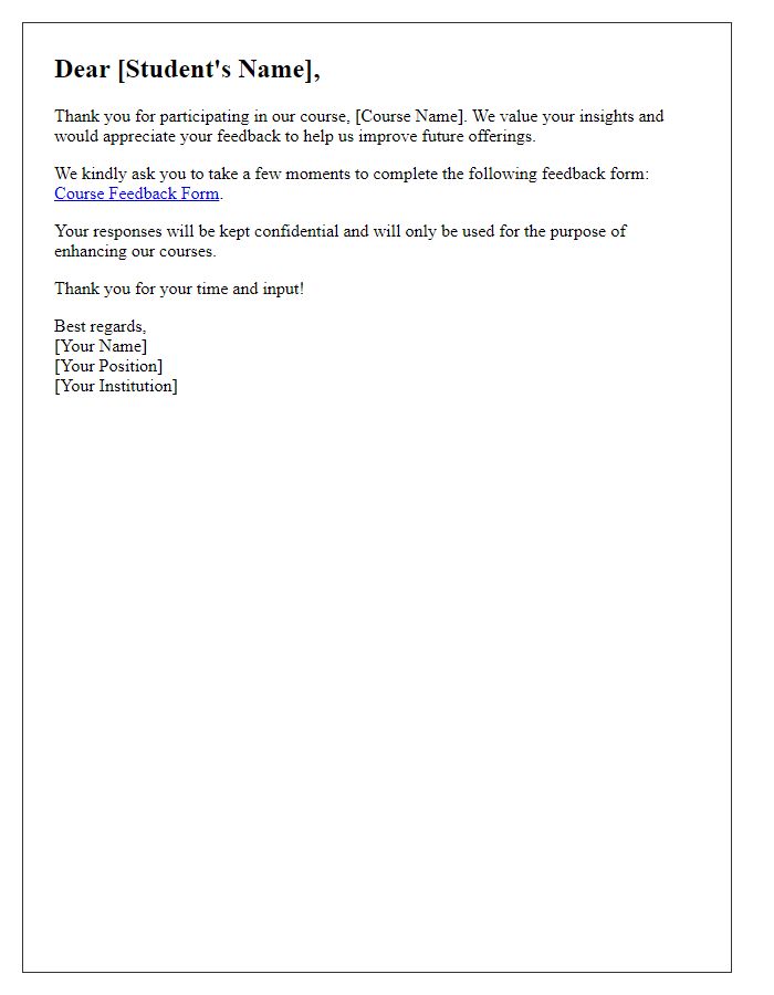 Letter template of course feedback solicitation