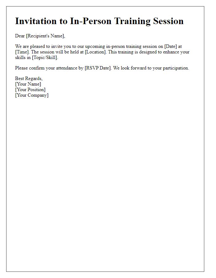 Letter template of in-person training session invitation