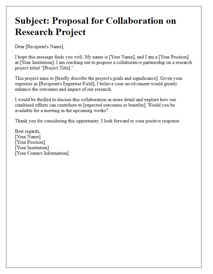 Letter template of appeal for research proposal collaboration